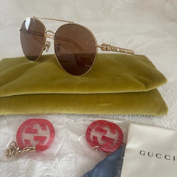 Gucci 61MM GG Charm Aviator Sunglasses GG0725S main image 16